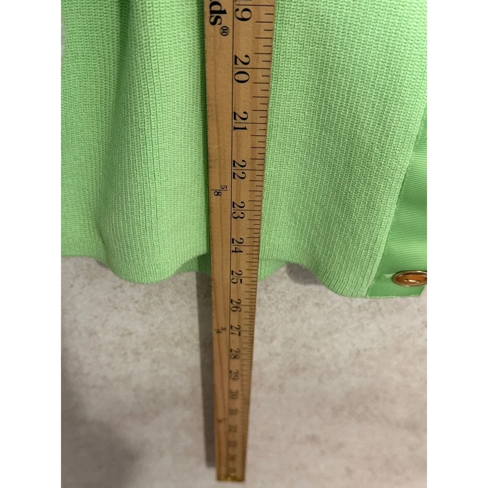 Talbots Cardigan‎ Womens Petite Large Green V-Neck Ribbed Cotton Blend NWT